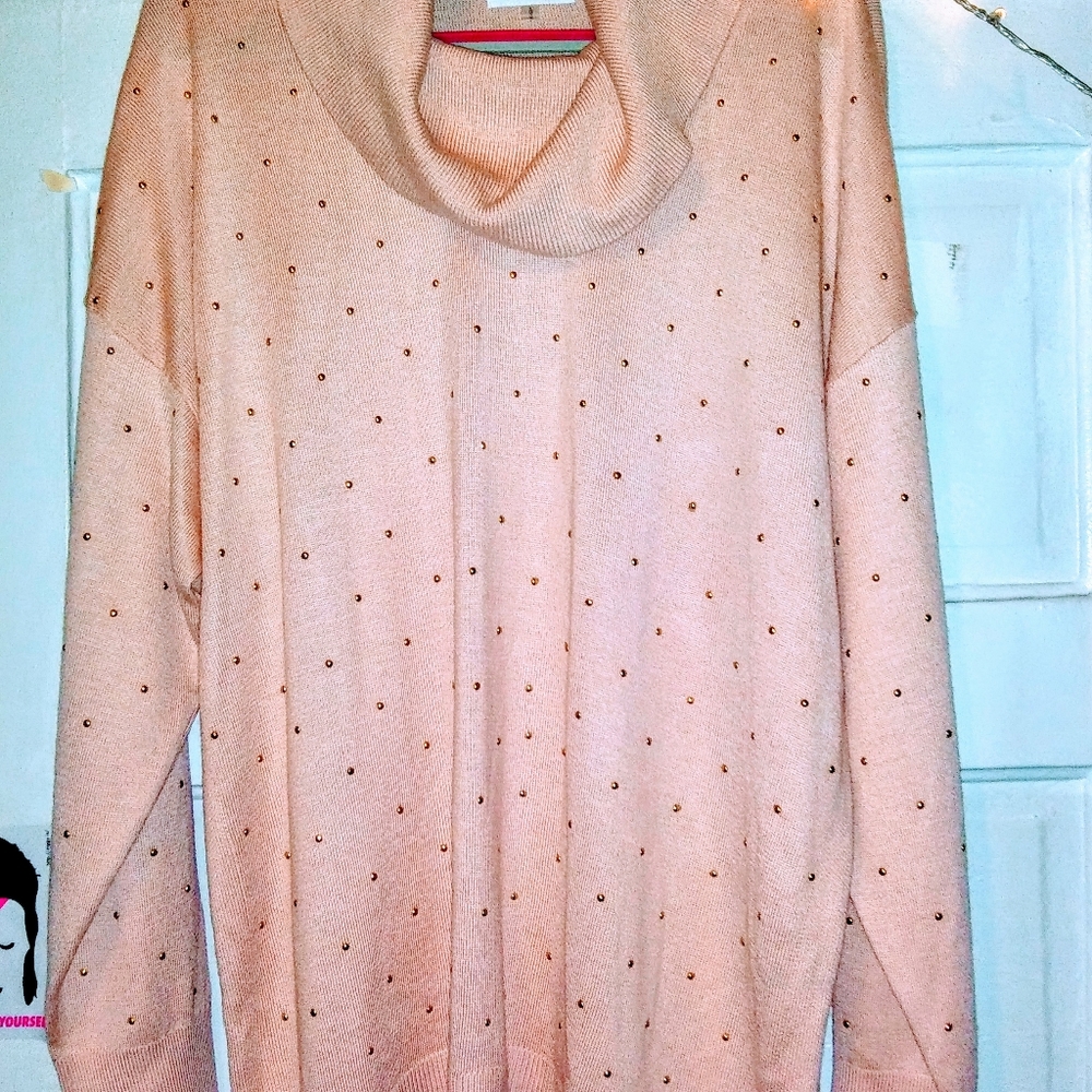 Calvin K. (new) pink stud sweater - cowl neck - XL - Picture 2 of 6